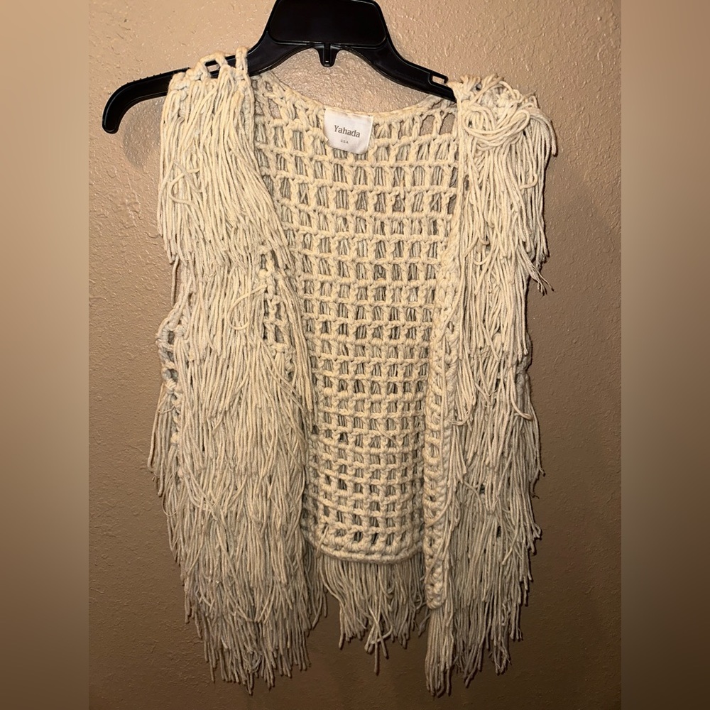 White Fringe Vest (size M/L)
